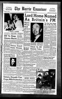 Barrie Examiner, 18 Oct 1963