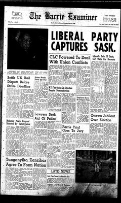 Barrie Examiner, 23 Apr 1964