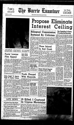 Barrie Examiner, 25 Apr 1964