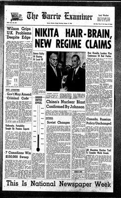 Barrie Examiner, 17 Oct 1964