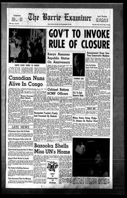 Barrie Examiner, 12 Dec 1964