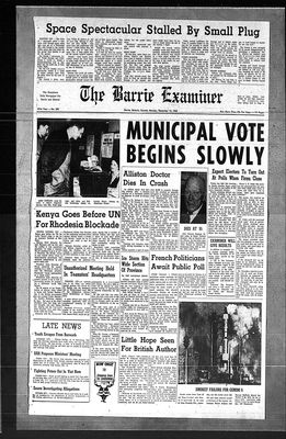 Barrie Examiner, 13 Dec 1965