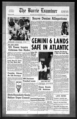 Barrie Examiner, 16 Dec 1965