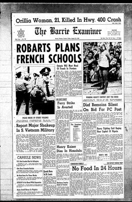 Barrie Examiner, 25 Aug 1967