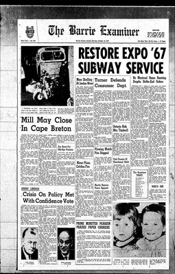 Barrie Examiner, 14 Oct 1967