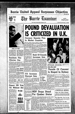 Barrie Examiner, 20 Nov 1967