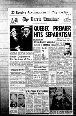 Barrie Examiner, 2 Dec 1967