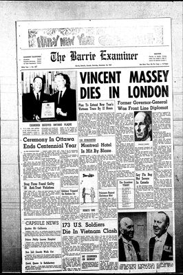 Barrie Examiner, 30 Dec 1967