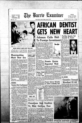 Barrie Examiner, 2 Jan 1968