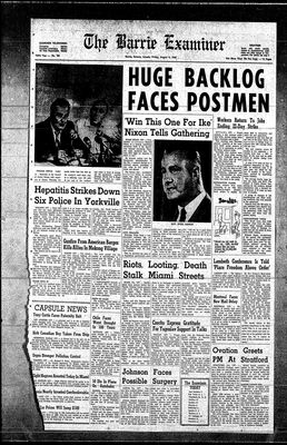 Barrie Examiner, 9 Aug 1968