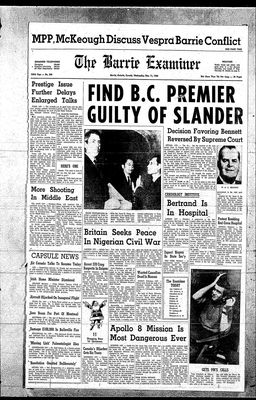 Barrie Examiner, 11 Dec 1968