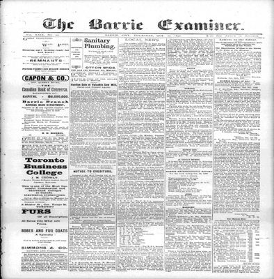 Barrie Examiner, 27 Oct 1892