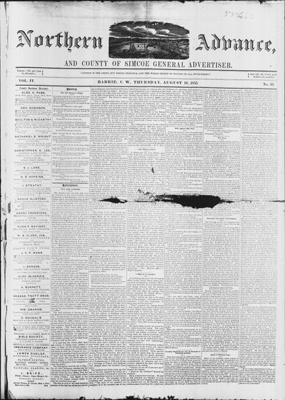 Northern Advance, 16 Aug 1855