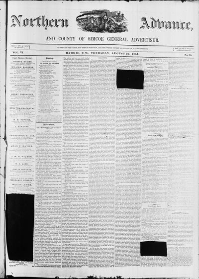 Northern Advance, 27 Aug 1857