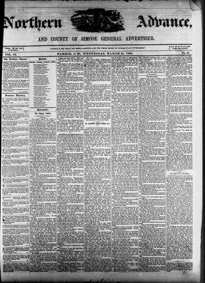 Northern Advance, 21 Mar 1860