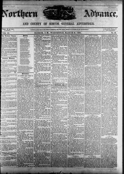 Northern Advance, 28 Mar 1860