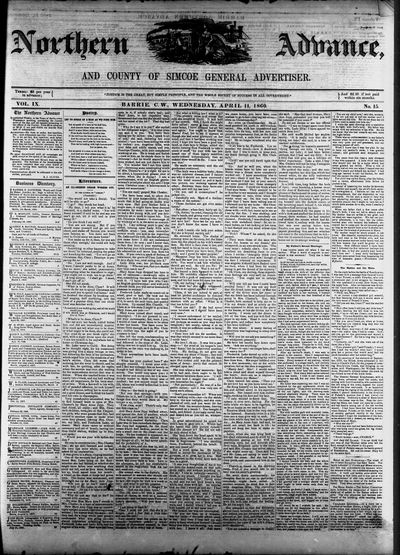 Northern Advance, 11 Apr 1860