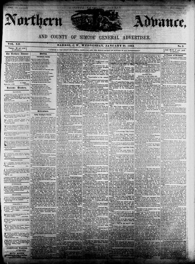 Northern Advance, 21 Jan 1863