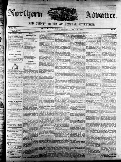 Northern Advance, 22 Apr 1863