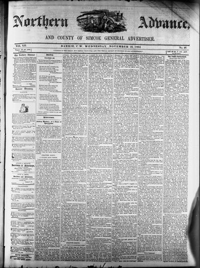 Northern Advance, 18 Nov 1863