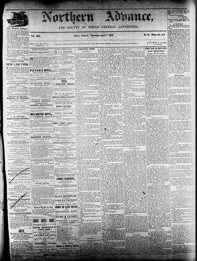 Northern Advance, 7 Apr 1870