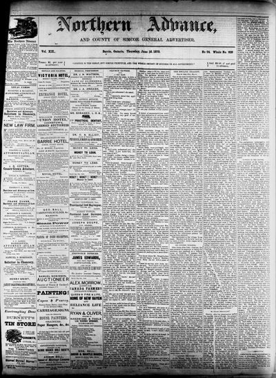 Northern Advance, 16 Jun 1870