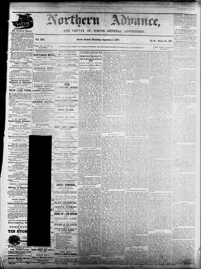 Northern Advance, 1 Sep 1870