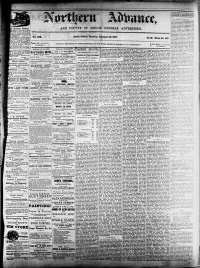 Northern Advance, 22 Sep 1870