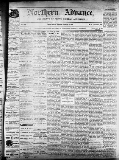 Northern Advance, 17 Nov 1870