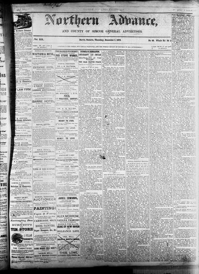 Northern Advance, 1 Dec 1870