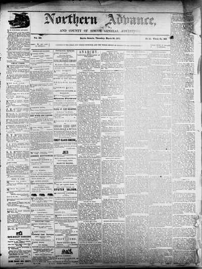 Northern Advance, 30 Mar 1871