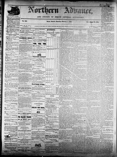 Northern Advance, 1 Feb 1872