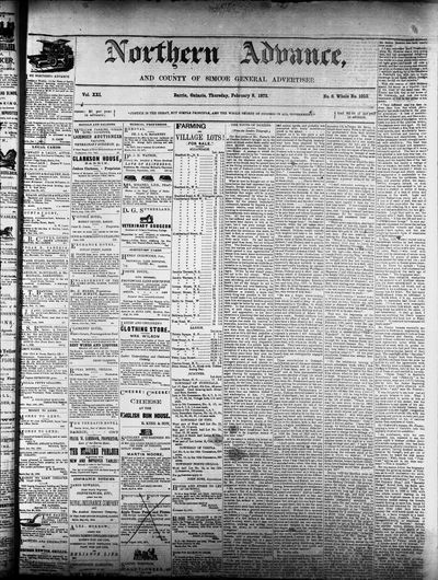 Northern Advance, 8 Feb 1872