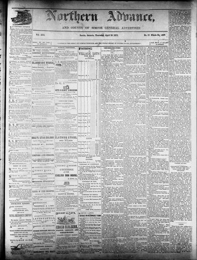 Northern Advance, 25 Apr 1872