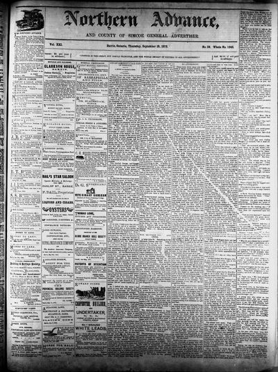 Northern Advance, 19 Sep 1872