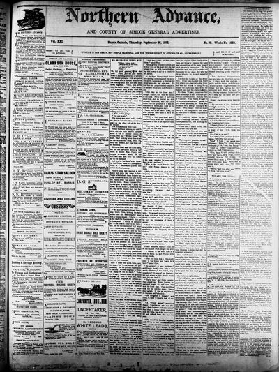 Northern Advance, 26 Sep 1872