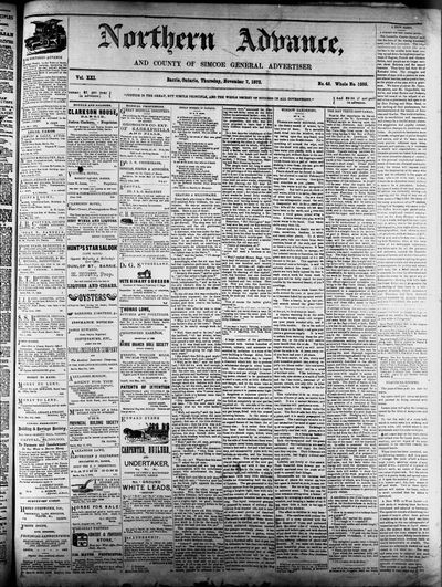 Northern Advance, 7 Nov 1872