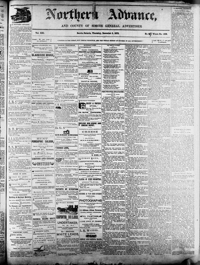 Northern Advance, 5 Dec 1872