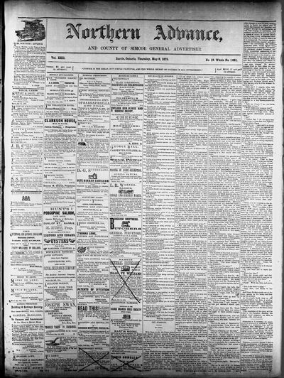 Northern Advance, 8 May 1873