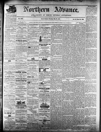 Northern Advance, 29 May 1873