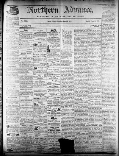 Northern Advance, 6 Aug 1874