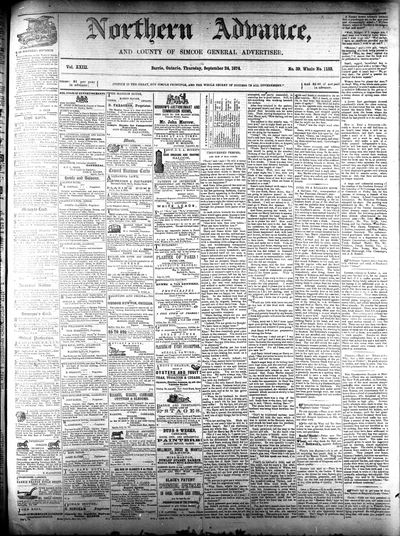 Northern Advance, 24 Sep 1874