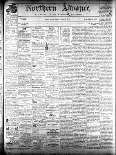 Northern Advance, 8 Oct 1874