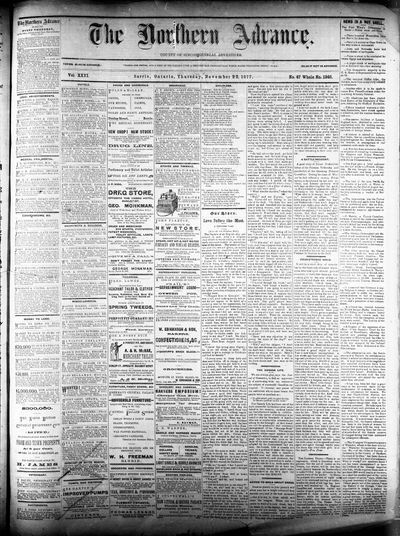 Northern Advance, 22 Nov 1877