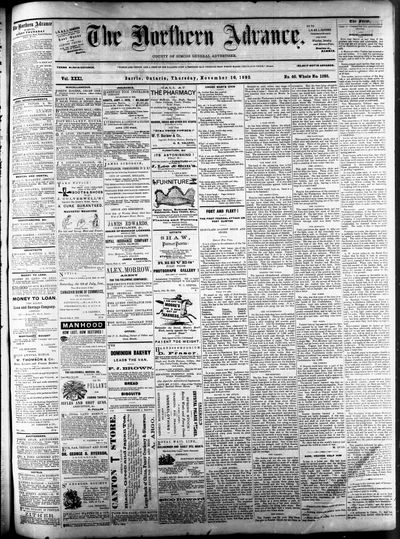 Northern Advance, 16 Nov 1882