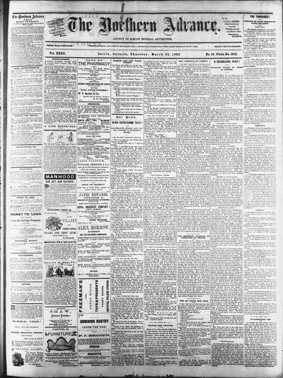 Northern Advance, 22 Mar 1883