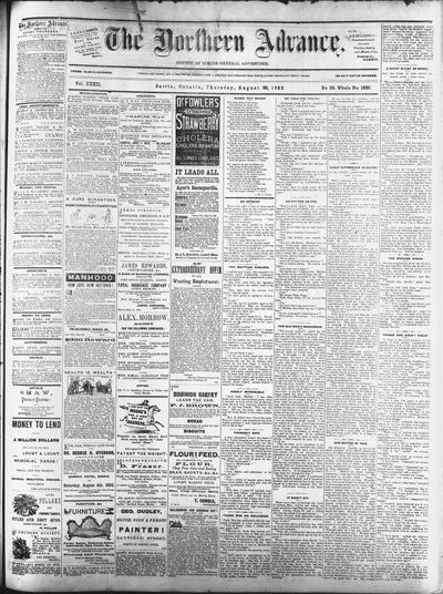 Northern Advance, 30 Aug 1883