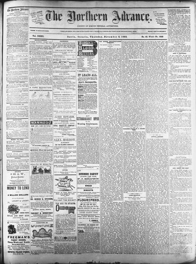 Northern Advance, 8 Nov 1883