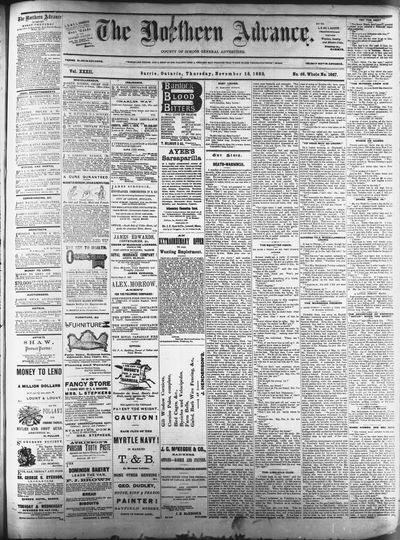 Northern Advance, 15 Nov 1883