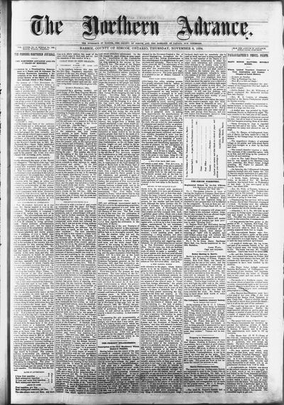 Northern Advance, 6 Nov 1884